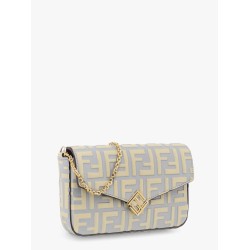 Wallet on chain leather shoulder bag with FF embossed motif