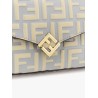 Wallet on chain leather shoulder bag with FF embossed motif