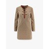 Cotton blend dress with all-over gg print
