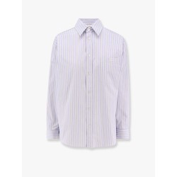 Striped cotton shirt with triomphe embroidery