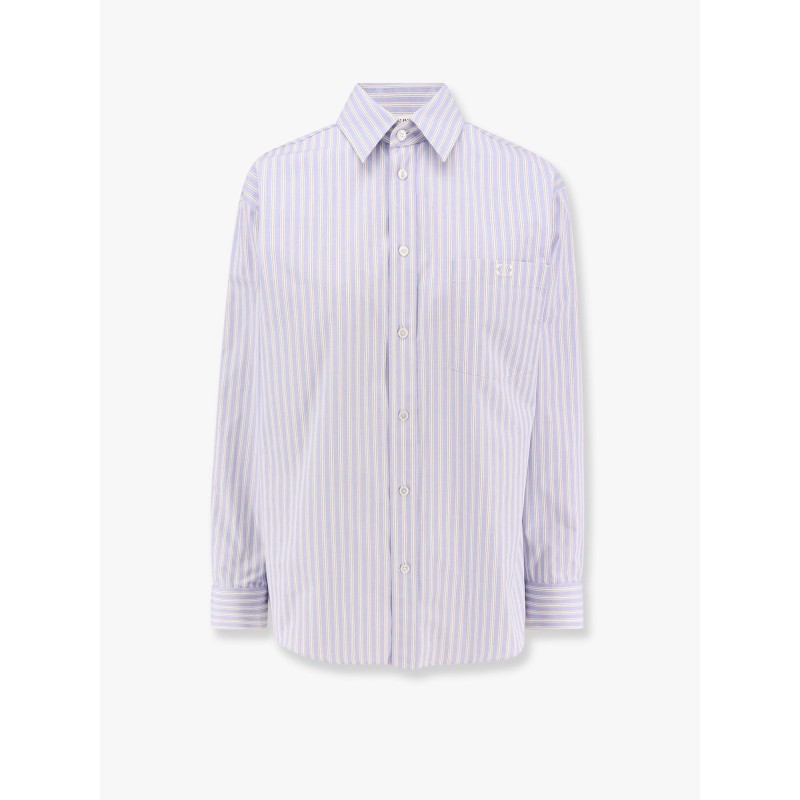 Striped cotton shirt with triomphe embroidery
