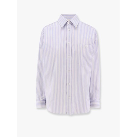 Striped cotton shirt with triomphe embroidery