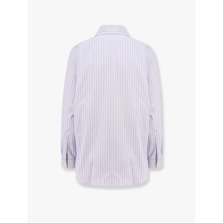 Striped cotton shirt with triomphe embroidery