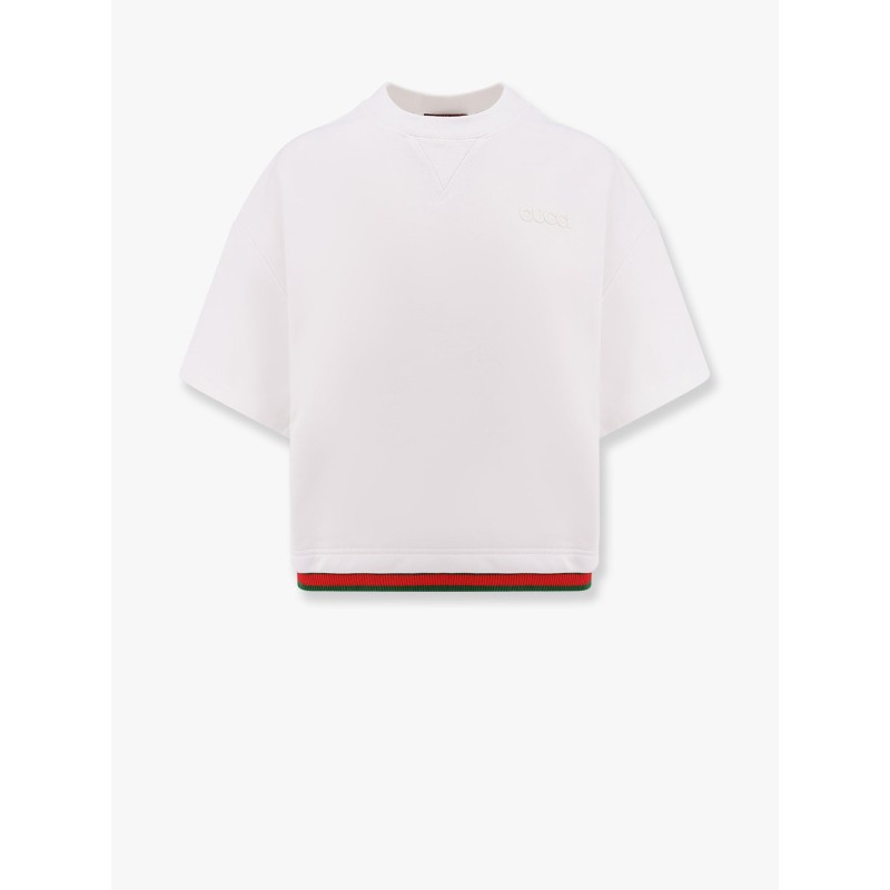 Crop cotton sweatshirt with web profiles