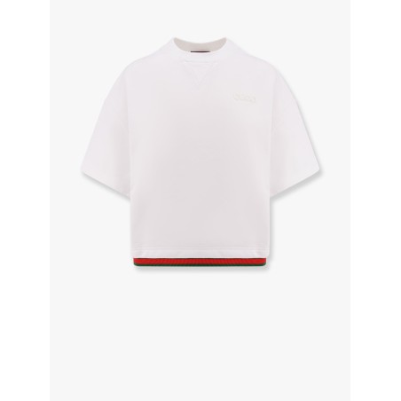Crop cotton sweatshirt with web profiles