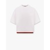 Crop cotton sweatshirt with web profiles