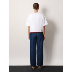 Crop cotton sweatshirt with web profiles
