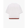 Crop cotton sweatshirt with web profiles