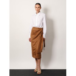 Tequila linen and silk twill pencil skirt