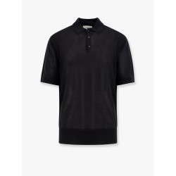 Knitted polo shirt with ribbed profiles