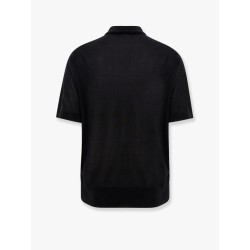 Knitted polo shirt with ribbed profiles