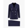 Double-breasted pinstriped linen suit