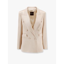 Double-breasted satin blazer