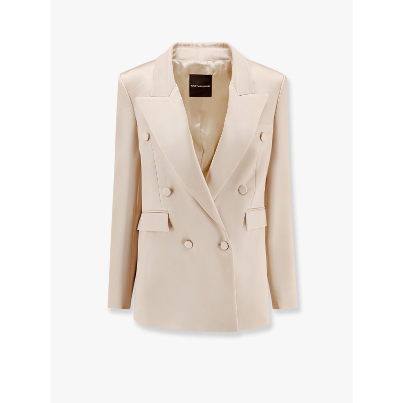 Double-breasted satin blazer