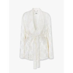 Jacquard silk blazer with floral motif
