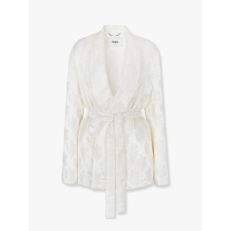 Jacquard silk blazer with floral motif