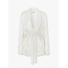 Jacquard silk blazer with floral motif