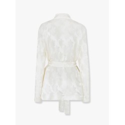 Jacquard silk blazer with floral motif
