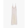 Red carpet dress in silk georgette fabric and embroidered lace