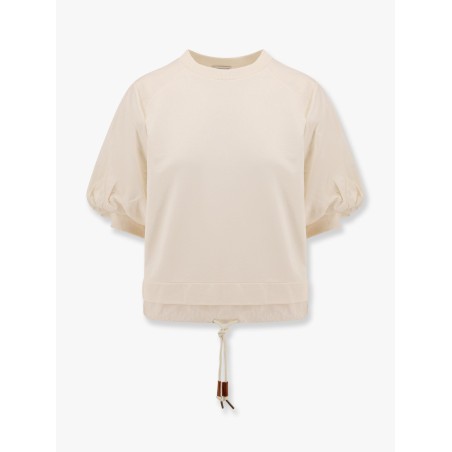 Cotton and nylon t-shirt with puffed sleeves