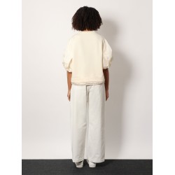 Cotton and nylon t-shirt with puffed sleeves