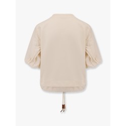 Cotton and nylon t-shirt with puffed sleeves