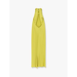 Satin long dress with neckline on the back
