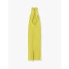 Satin long dress with neckline on the back
