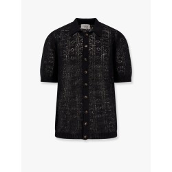 Perforated linen and cotton cardigan