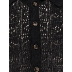 Perforated linen and cotton cardigan