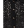 Perforated linen and cotton cardigan