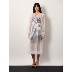 Technical organza trench coat with georgette trims