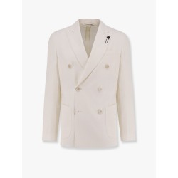 Roma double-breasted blazer with removable iconic brooch