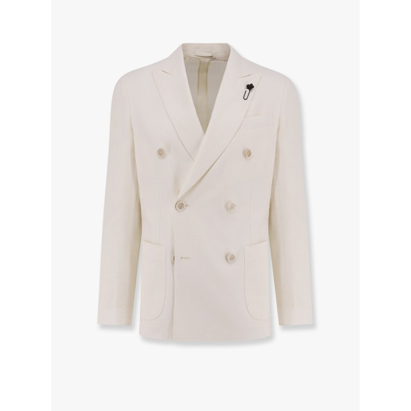 Roma double-breasted blazer with removable iconic brooch