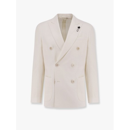 Roma double-breasted blazer with removable iconic brooch