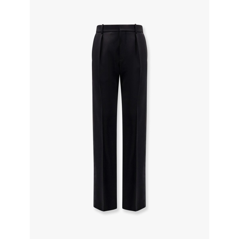 Tuxedo wool trouser with lateral satin bands