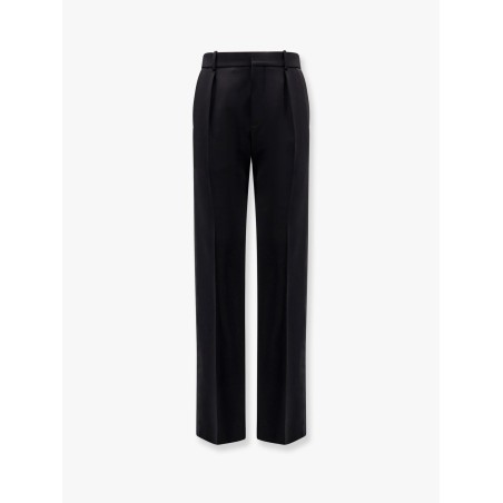 Tuxedo wool trouser with lateral satin bands