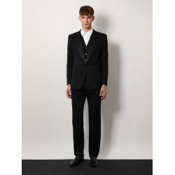 Tuxedo wool trouser with lateral satin bands