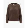 Cotton openwork rib sweater with monili detail