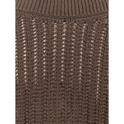 Cotton openwork rib sweater with monili detail