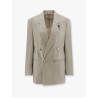 Cameron linen blazer with iconic brooch