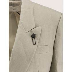 Cameron linen blazer with iconic brooch