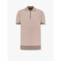 Striped cotton and silk polo shirt