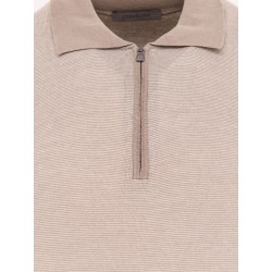 Striped cotton and silk polo shirt