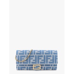 Baguette continental with chain denim-effect ff jacquard wallet