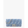Baguette continental with chain denim-effect ff jacquard wallet