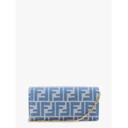 Baguette continental with chain denim-effect ff jacquard wallet