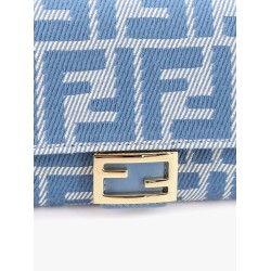 Baguette continental with chain denim-effect ff jacquard wallet