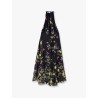 Plumeria ramie dress with multicolor print