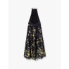 Plumeria ramie dress with multicolor print